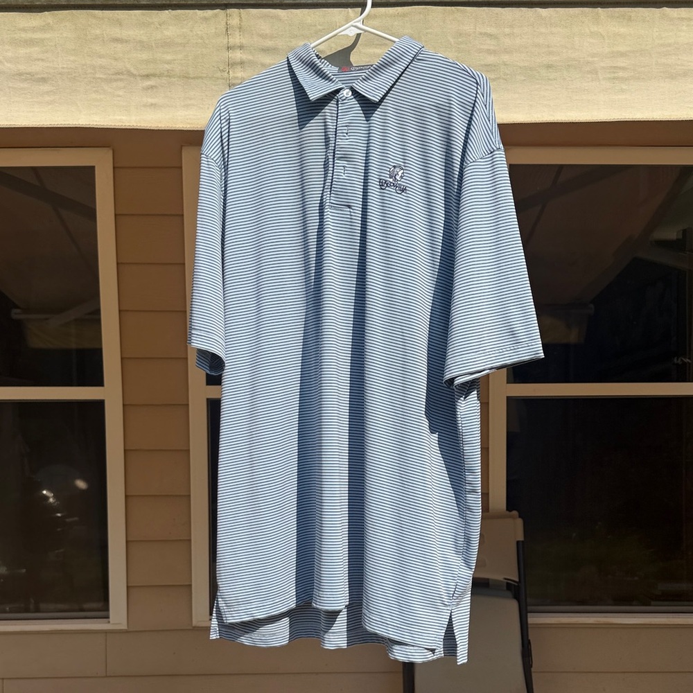 Cuscowilla Golf Polo- Light Blue Striped Polo Shirt